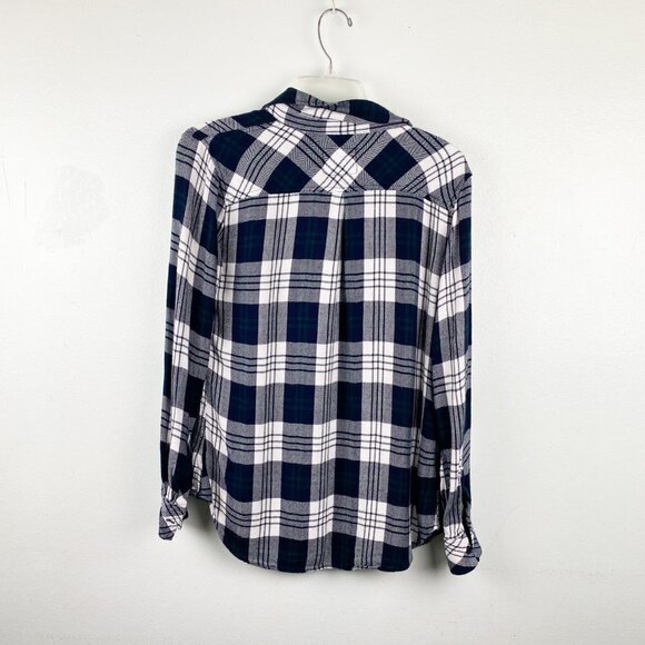🦋 RAILS Hunter Button Up Plaid Flannel Navy Forest Size Small - Picture 8 of 8